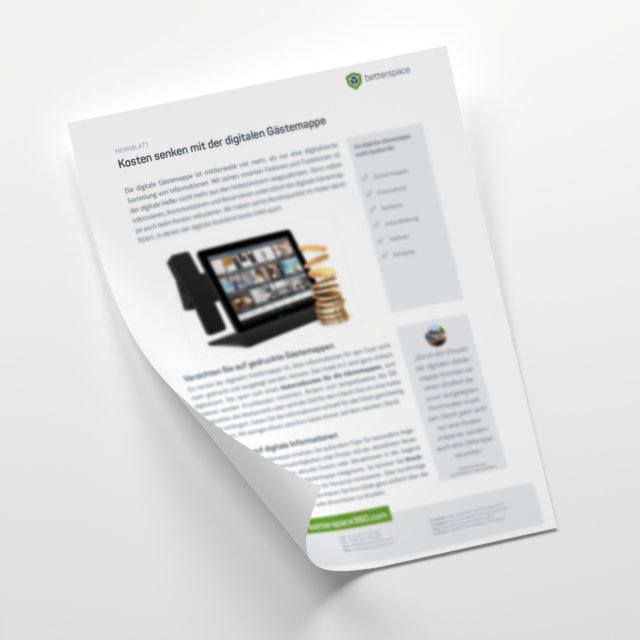 Merkblatt Kosten senken mit der digitale Gästemappe