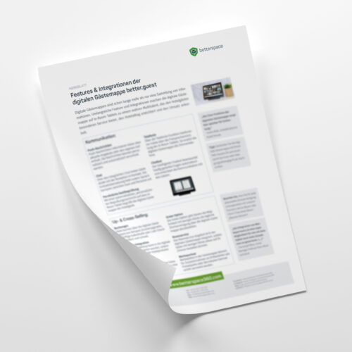 Merkblatt Integrationen und feature der digitalen gästemappe grauer Hintergund