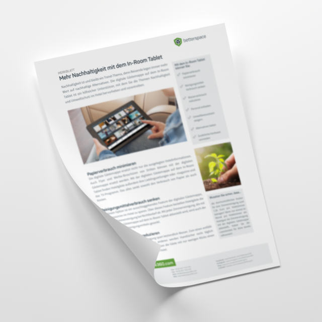 Merkblatt-Mehr Nachhaltigkeit mit dem In-Room Tablet