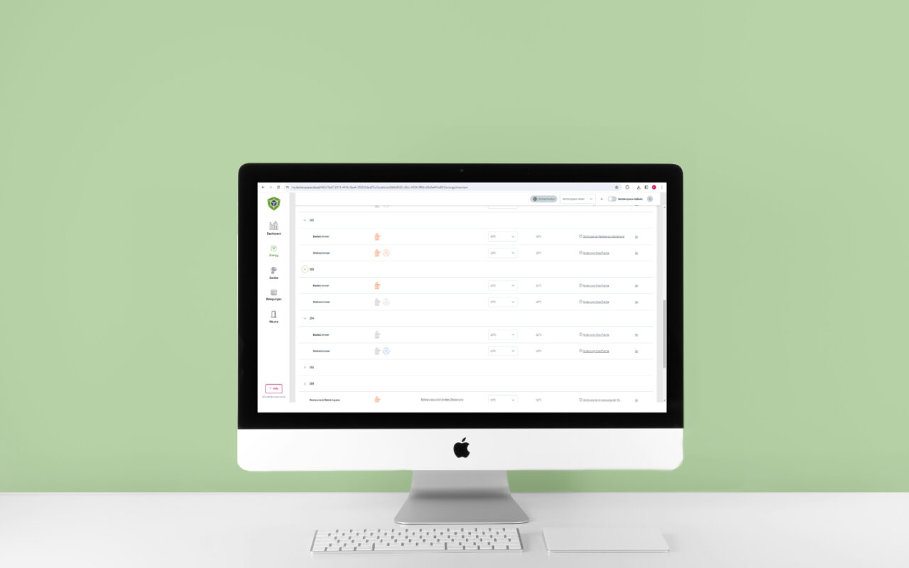 bildschirm mit software better.energy zur steuerung von fan coils
