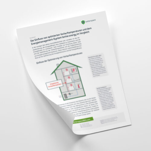 Titelblatt Merkblatt - Der Einfluss auf die Energieeffizienz von optimierten Vorlauftemperaturen und dem Energiemanagement-System better.energy im Vergleich