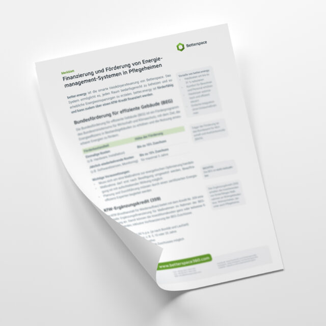 Merkblatt Titelbild Finanzierung und Förderung von Energiemanagement-Systemen in Pflegeheimen