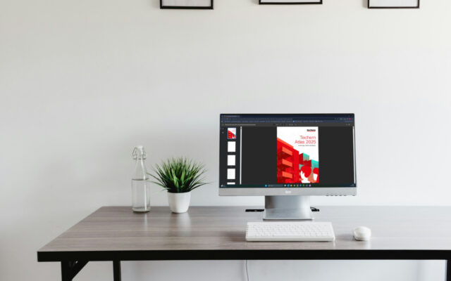 Computer monitor auf schreibtisch techem atlas