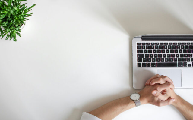 schreibtisch laptop pflanze pflegesatz verhandlung